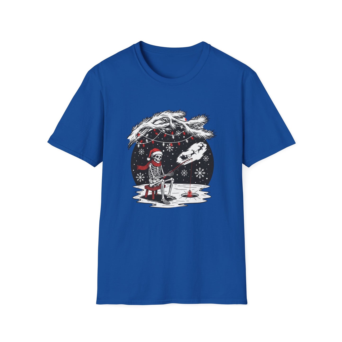 Merry Fishing Christmas T-Shirt – Festive Skeleton Fishing Tee