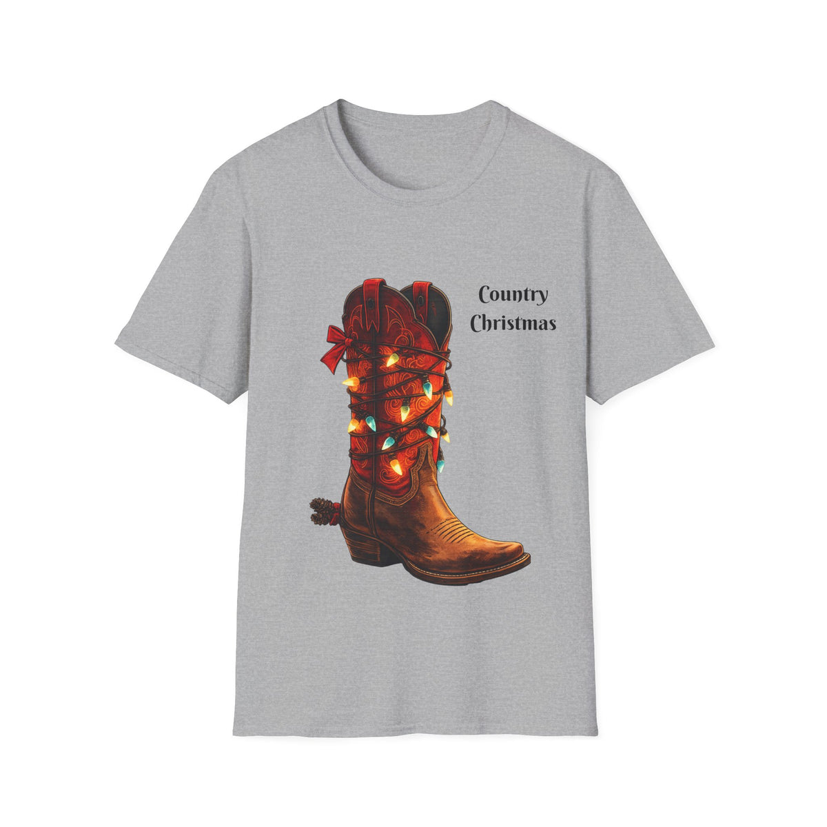 Country Christmas Cowboy Boot T-Shirt – Western Festive Tee