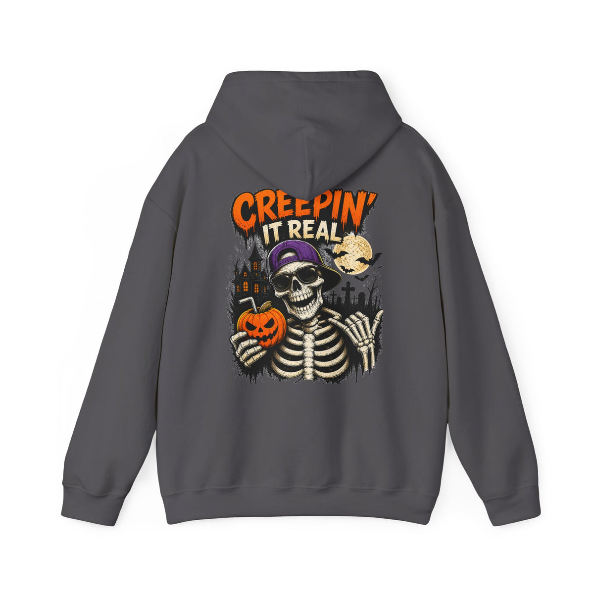 Creepin’ It Real Halloween Hoodie – Unisex Skeleton Graphic Hoodie