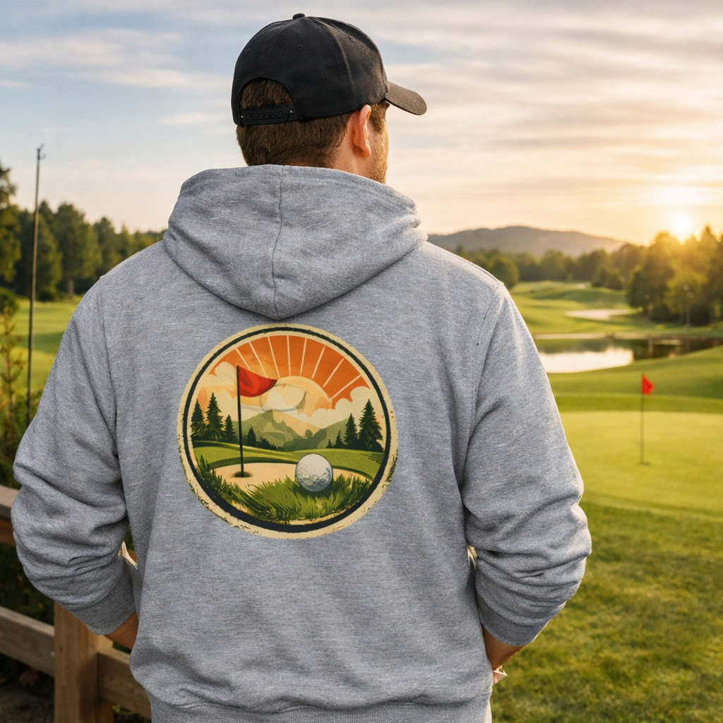 Golf Sunrise Full Zip Hoodie Vintage Golf Course Graphic
