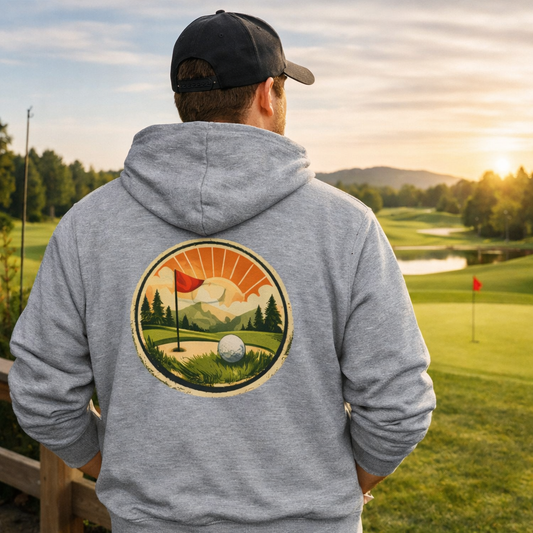 Golf Sunrise Full Zip Hoodie Vintage Golf Course Graphic
