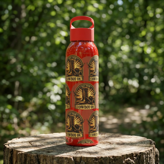 Get Your Cowboy On Water Bottle  Western Boot Badge Graphics