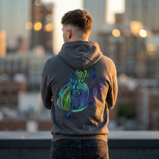 Music Note Hoodie Colorful Treble Clef Graphic Pullover