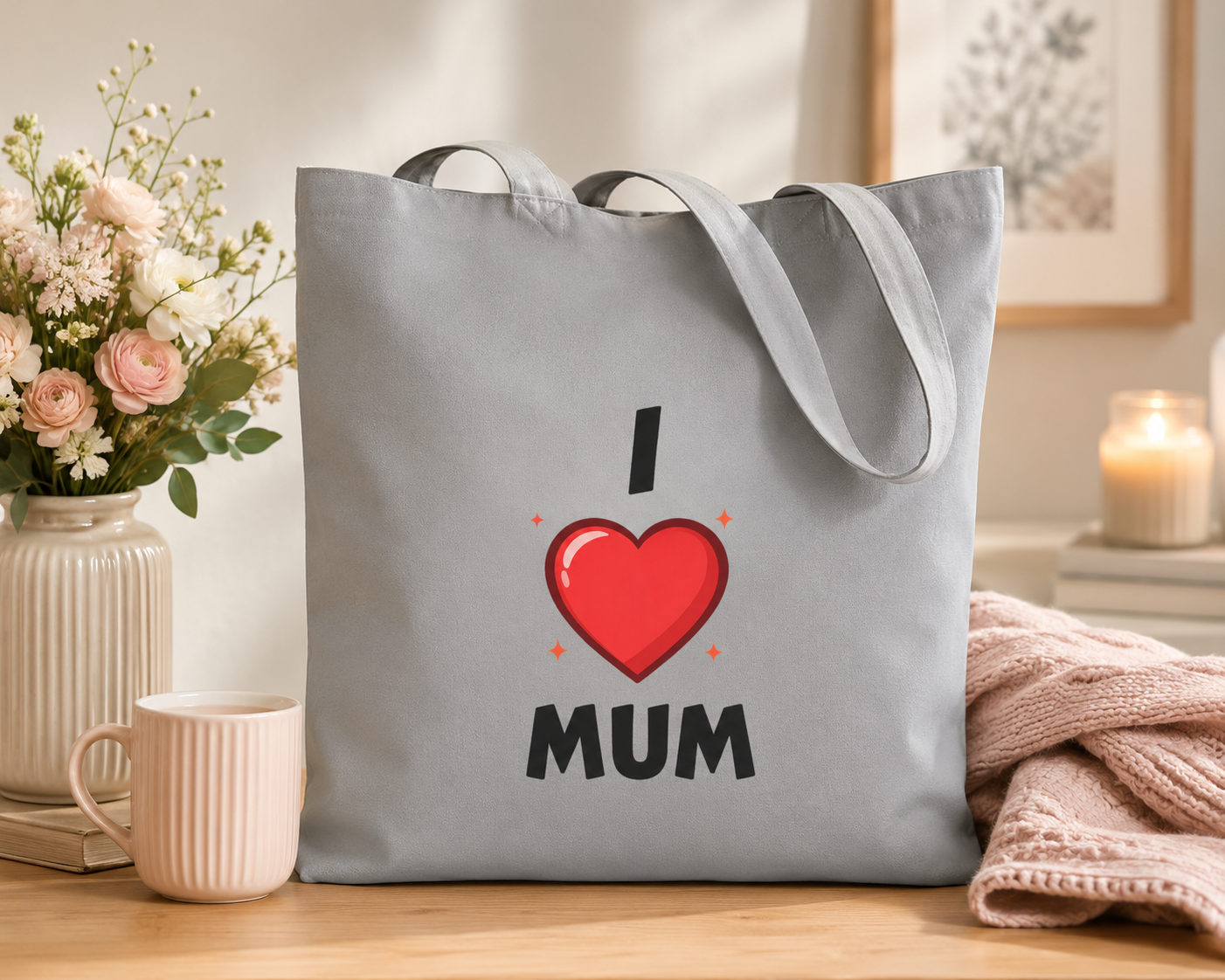 I Love Mum Tote Bag | Reusable Canvas Shopping Bag | Gift for Mum | Mother's Day Gift | Everyday Tote | Gifts & Lifestyle