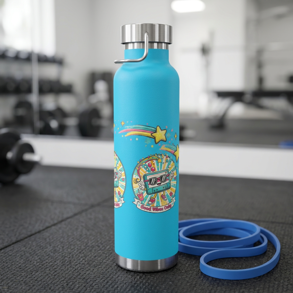 Retro Good Vibes Only Insulated Flask | Colourful Retro Travel Bottle | Stainless Steel Drinks Bottle | 80s & 90s Inspired