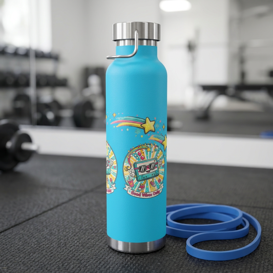 Retro Good Vibes Only Insulated Flask | Colourful Retro Travel Bottle | Stainless Steel Drinks Bottle | 80s & 90s Inspired