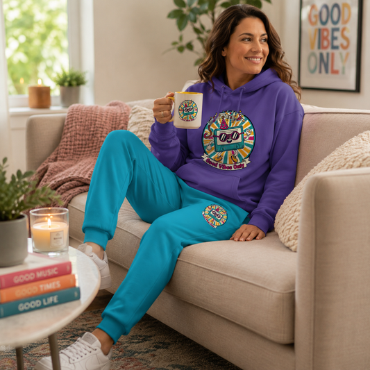 Retro Good Vibes Only Athletic Joggers | Colourful Retro Sweatpants | 80s & 90s Inspired Unisex Lounge & Active Wear