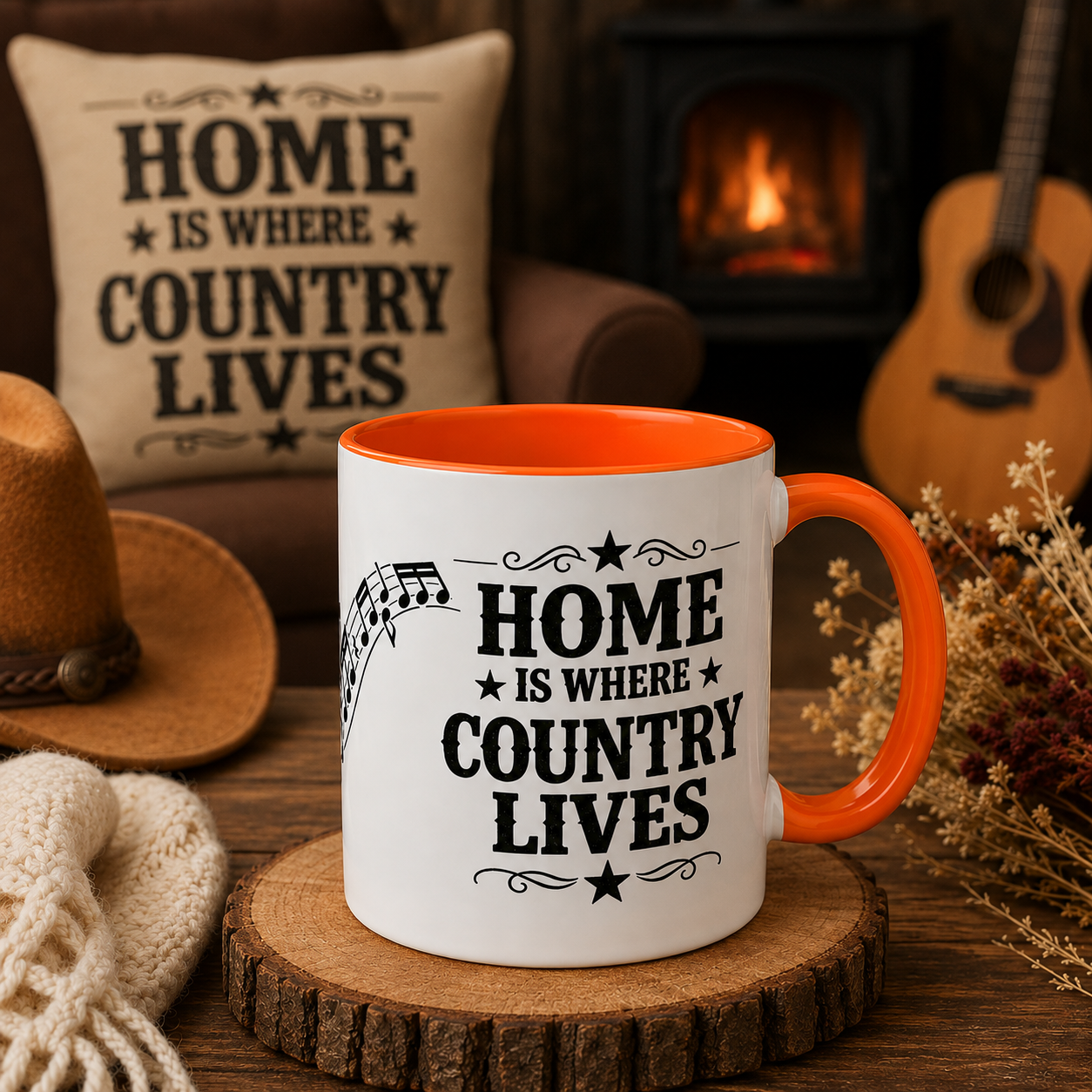 Home Is Where Country Lives Accent Mug – Country Music Mug
