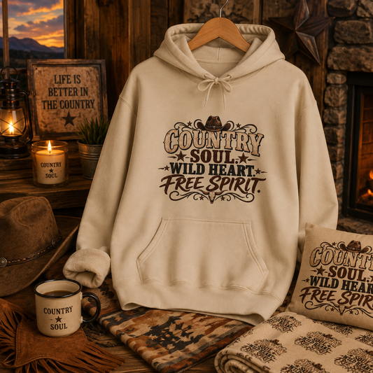 Country Soul Wild Heart Free Spirit Hoodie – Western Country Hoodie