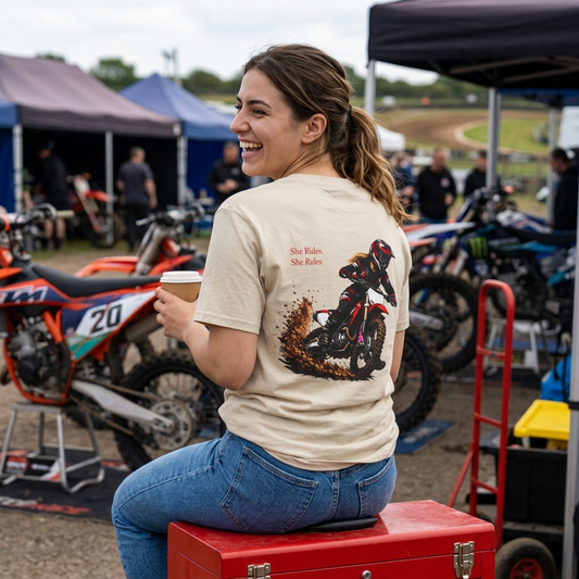 She Rides, She Rules Dirt Bike T-Shirt