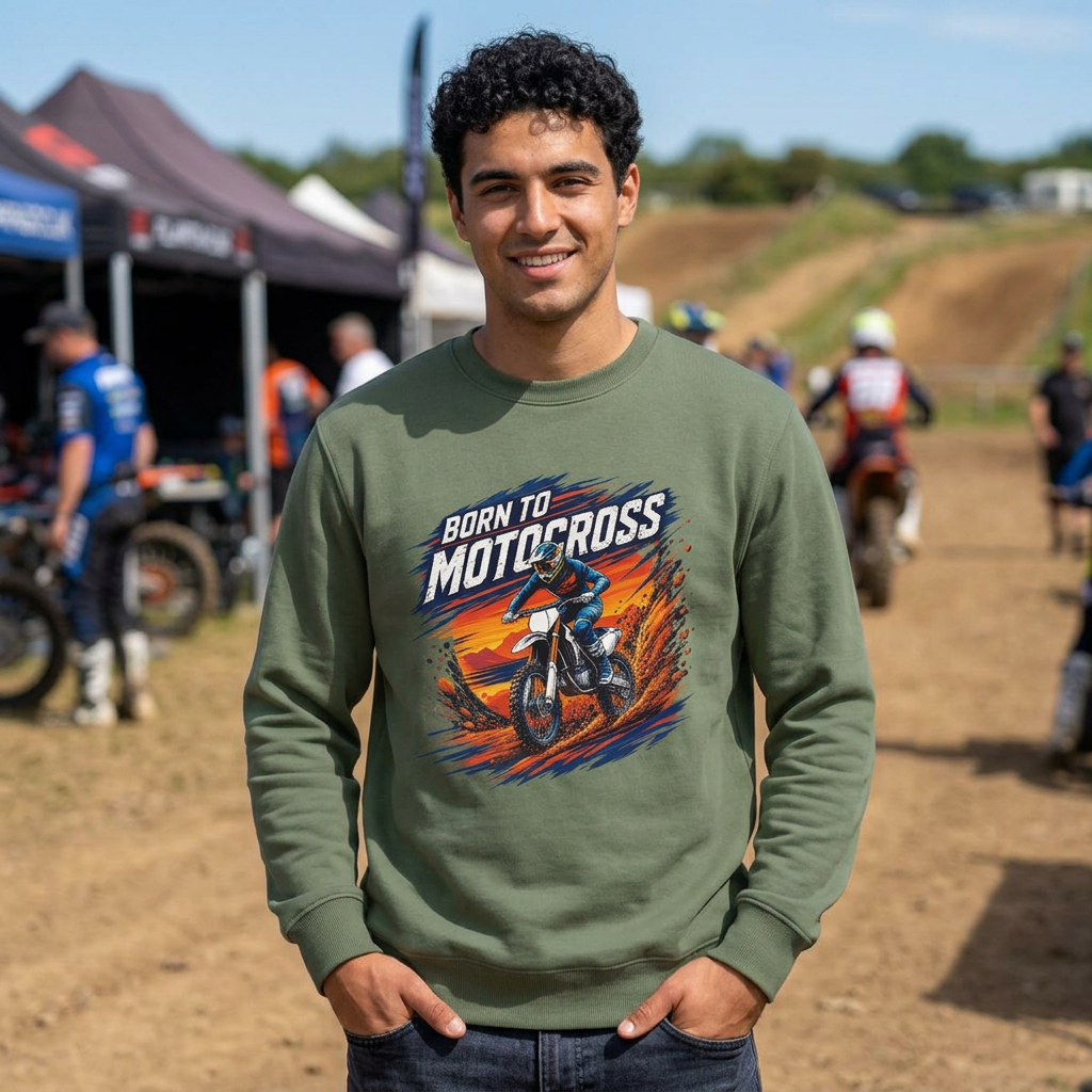 Born to Motocross Sweatshirt — Dirt Bike Racing Crewneck