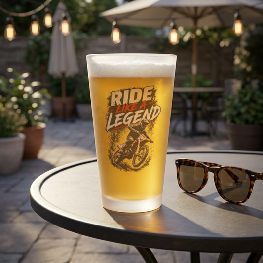 Ride Like a Legend Frosted Moto Pint Glass