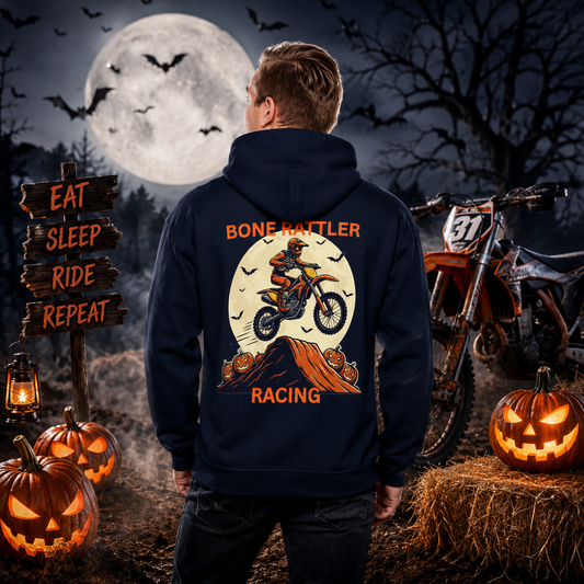 Bone Rattler Motocross Halloween Hoodie – Unisex Dirt Bike Hoodie