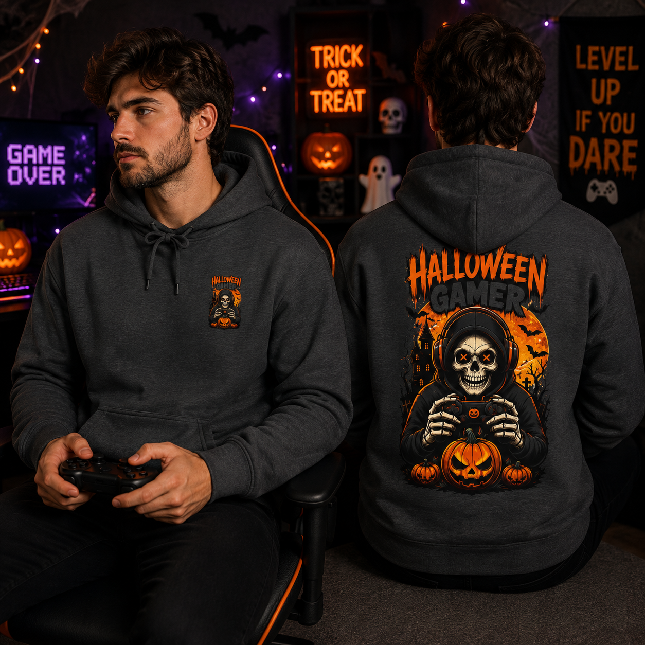 Halloween Gamer Hoodie – Skull Gaming Halloween Hoodie