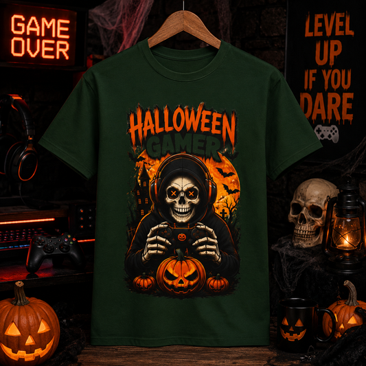 Halloween Gamer T-Shirt – Skull Gaming Halloween Tee
