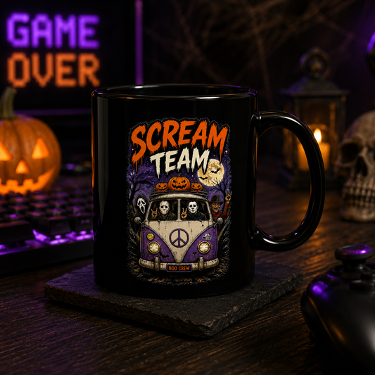 Scream Team Halloween Gamer Black Mug