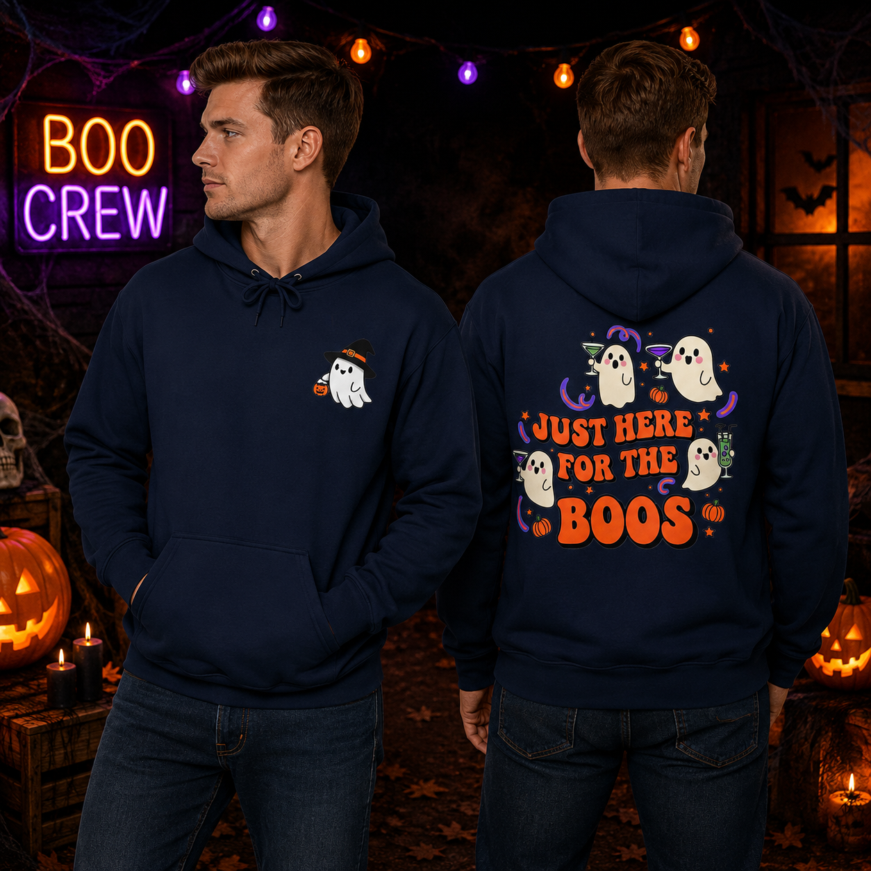 Just Here for the Boos Halloween Ghost Hoodie