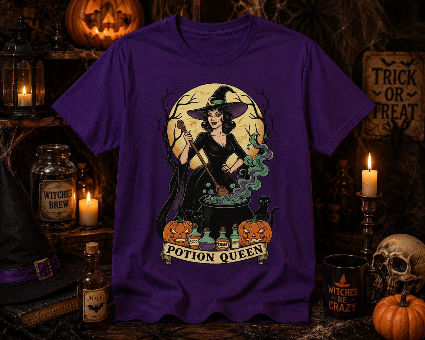Potion Queen Halloween T-Shirt – Witch Graphic Unisex Tee