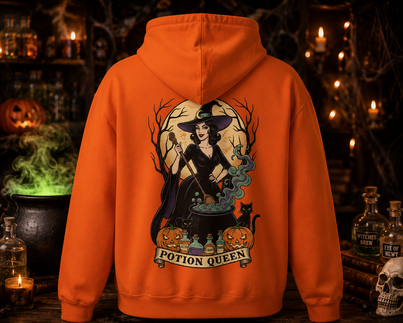 Potion Queen Hoodie Halloween Hexenkessel Grafik Sweatshirt