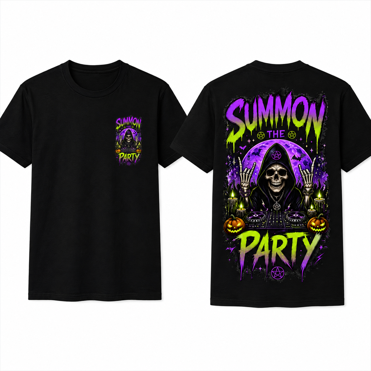 Summon The Party Halloween Unisex T-Shirt – Front & Back Print