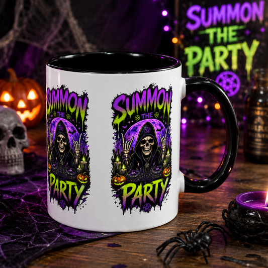 Summon the Party Halloween Accent Mug – Skeleton DJ Mug