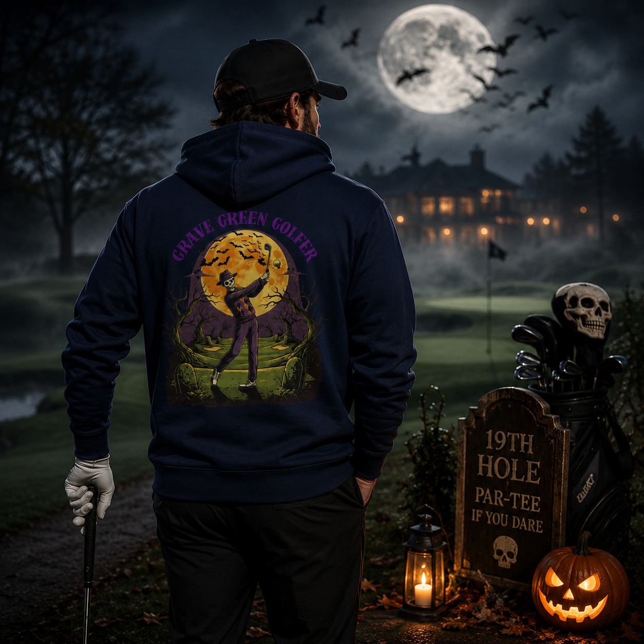 Halloween Golf Kapuzenjacke mit durchgehendem Reißverschluss