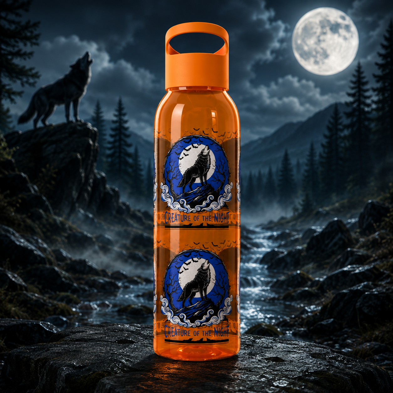 Creature of the Night Halloween Water Bottle – Werewolf Moon Design