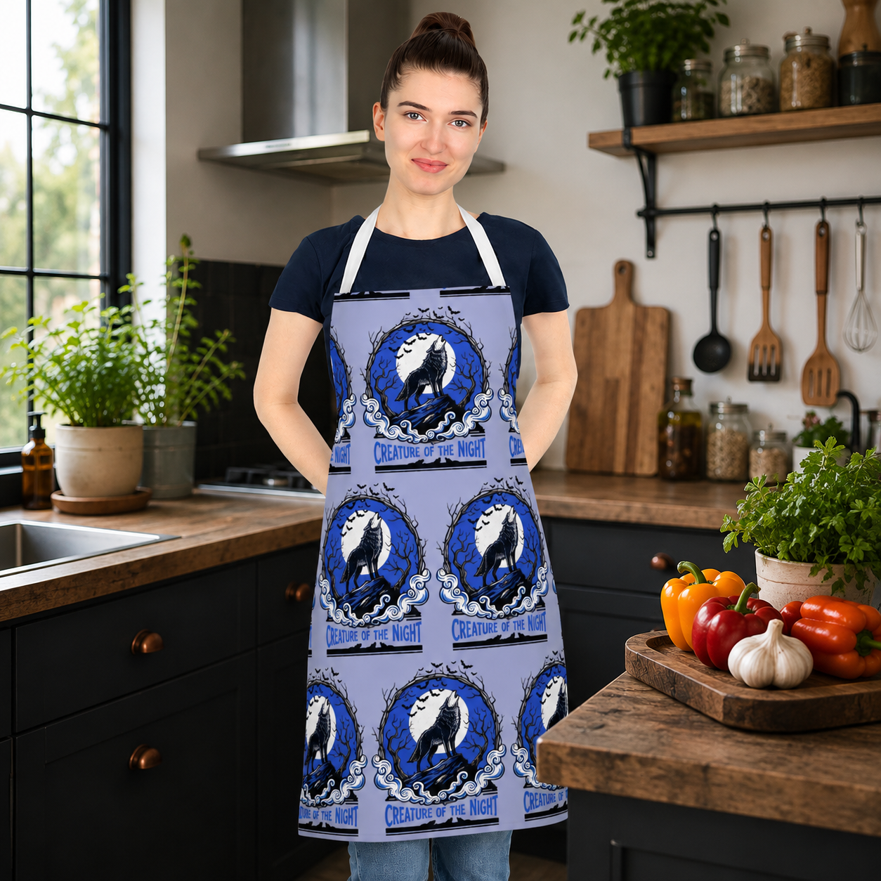 Creature of the Night Werewolf Apron – Gothic Full Moon Kitchen Apron