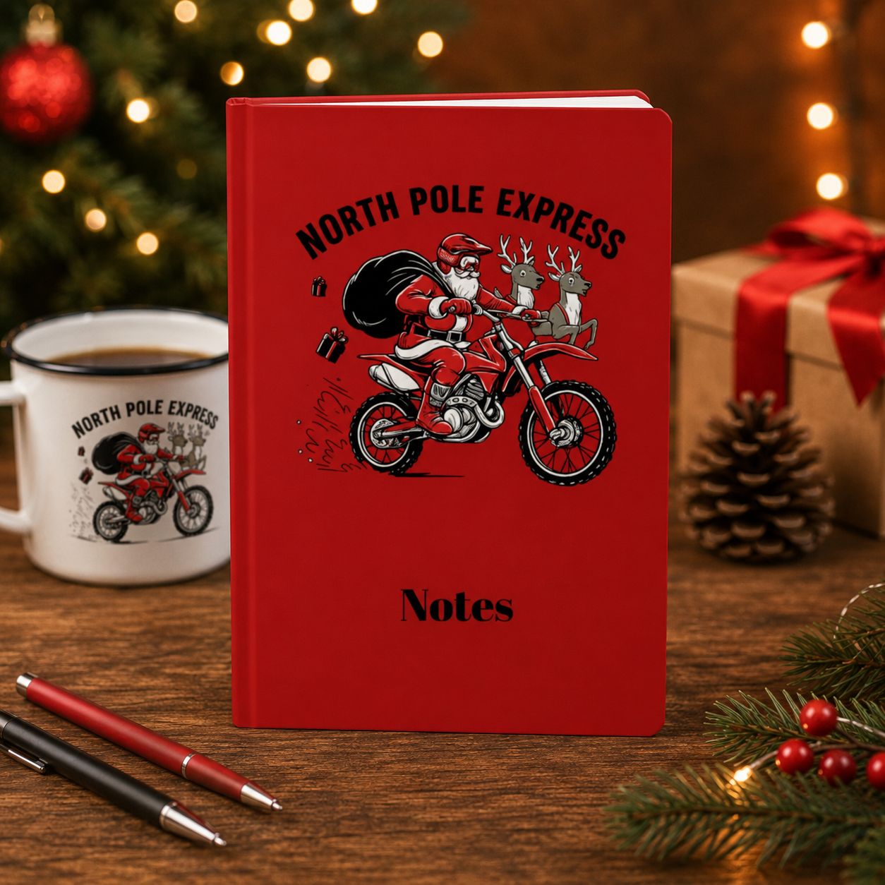 North Pole Express Motocross Christmas Notebook