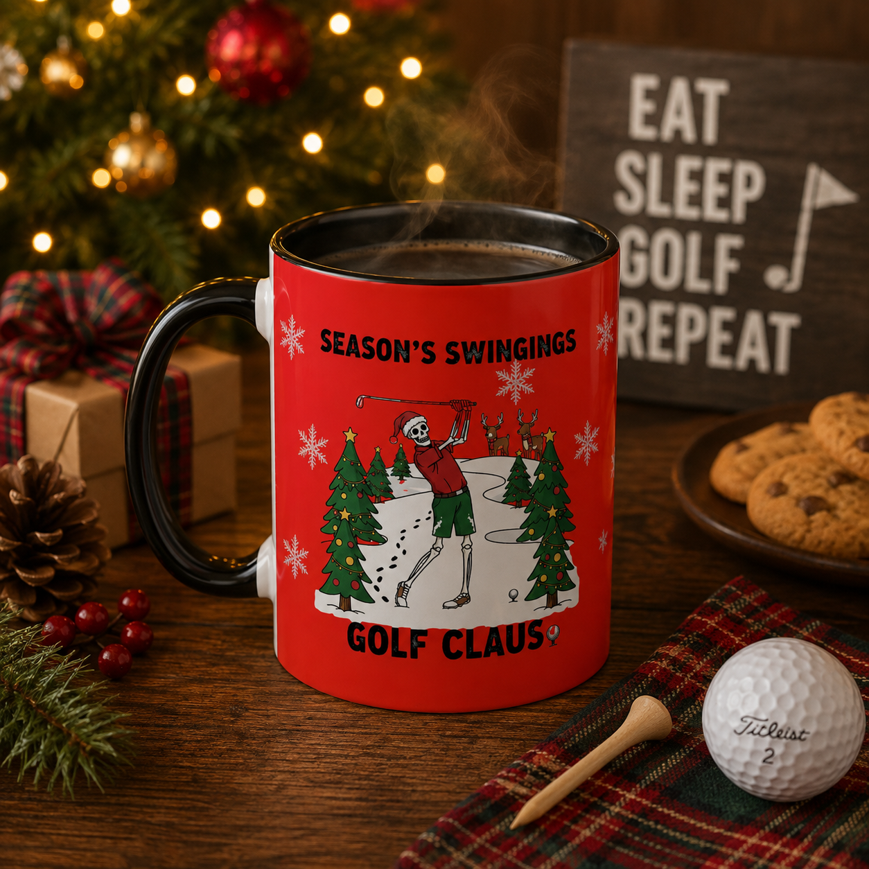 Golf Claus Christmas Accent Mug – Season’s Swingings Golf Mug