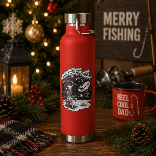 Merry Fishing Christmas Insulated Flask – Festive Fishing Bottle