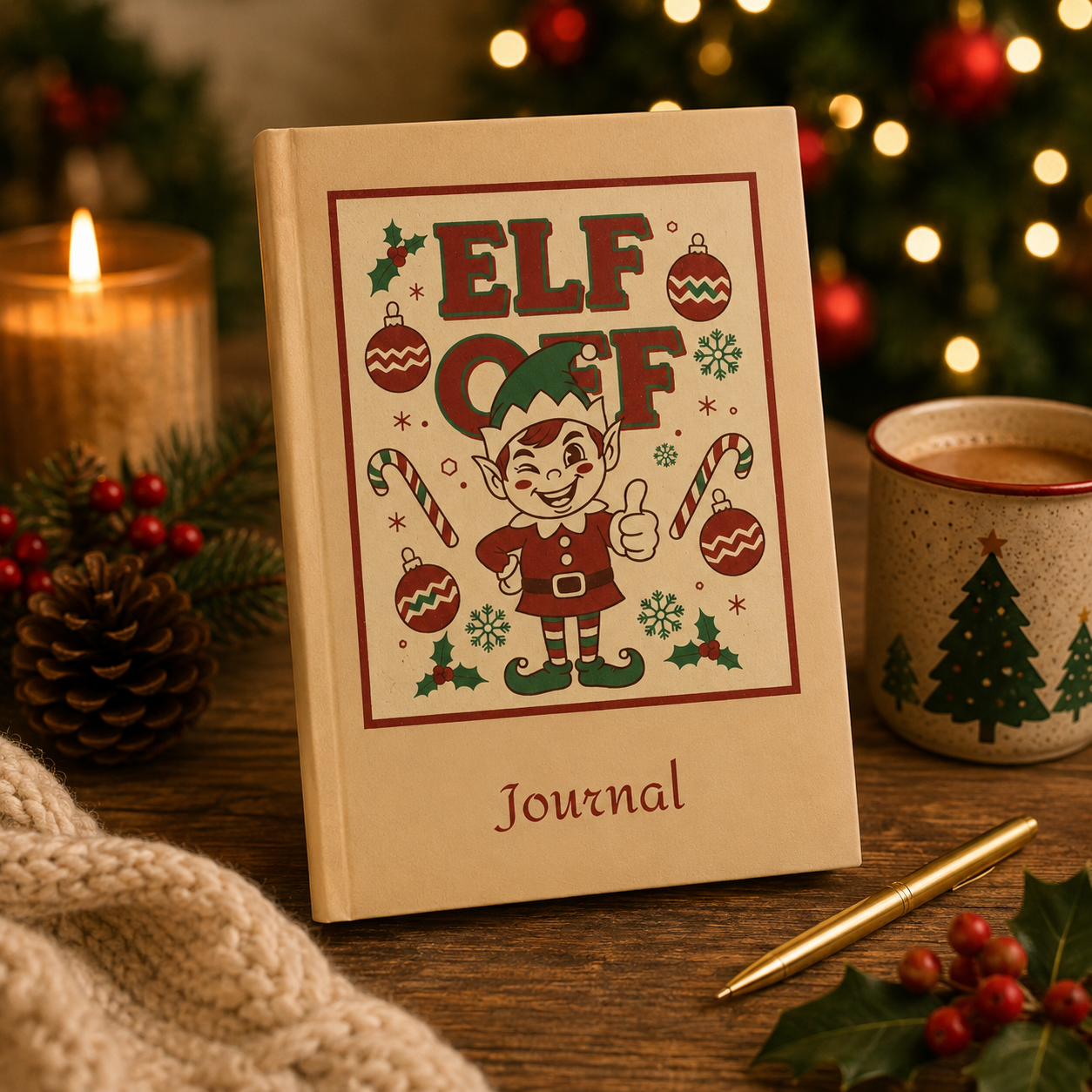 Elf Off Christmas Journal – Funny Retro Festive Notebook