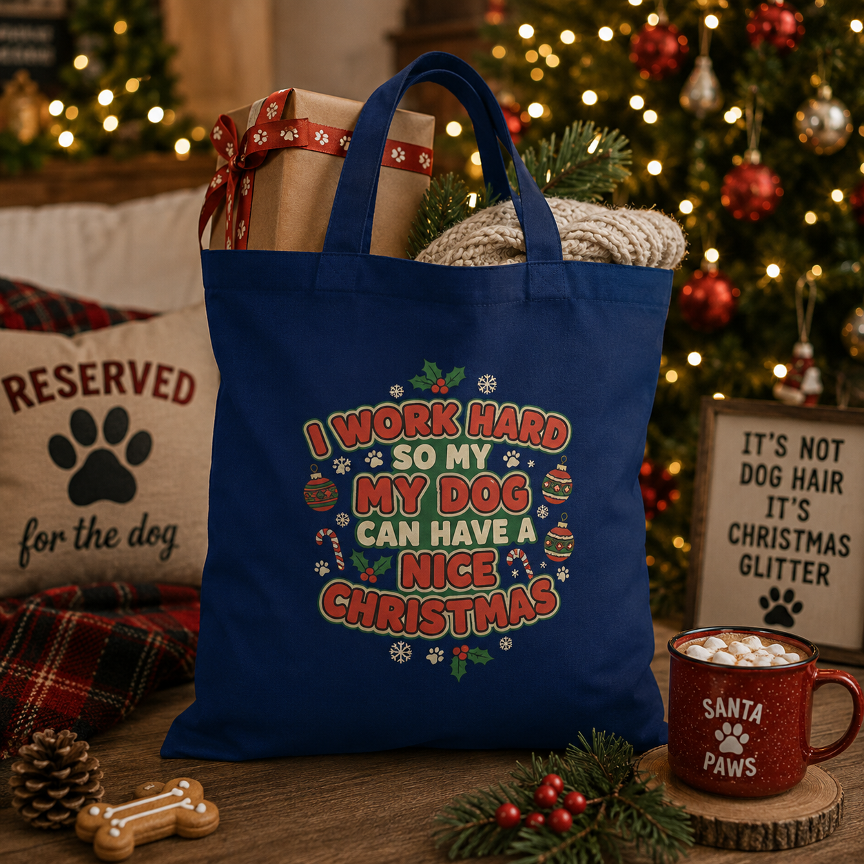 I Work Hard So My Dog Can Have a Nice Christmas Tote Bag