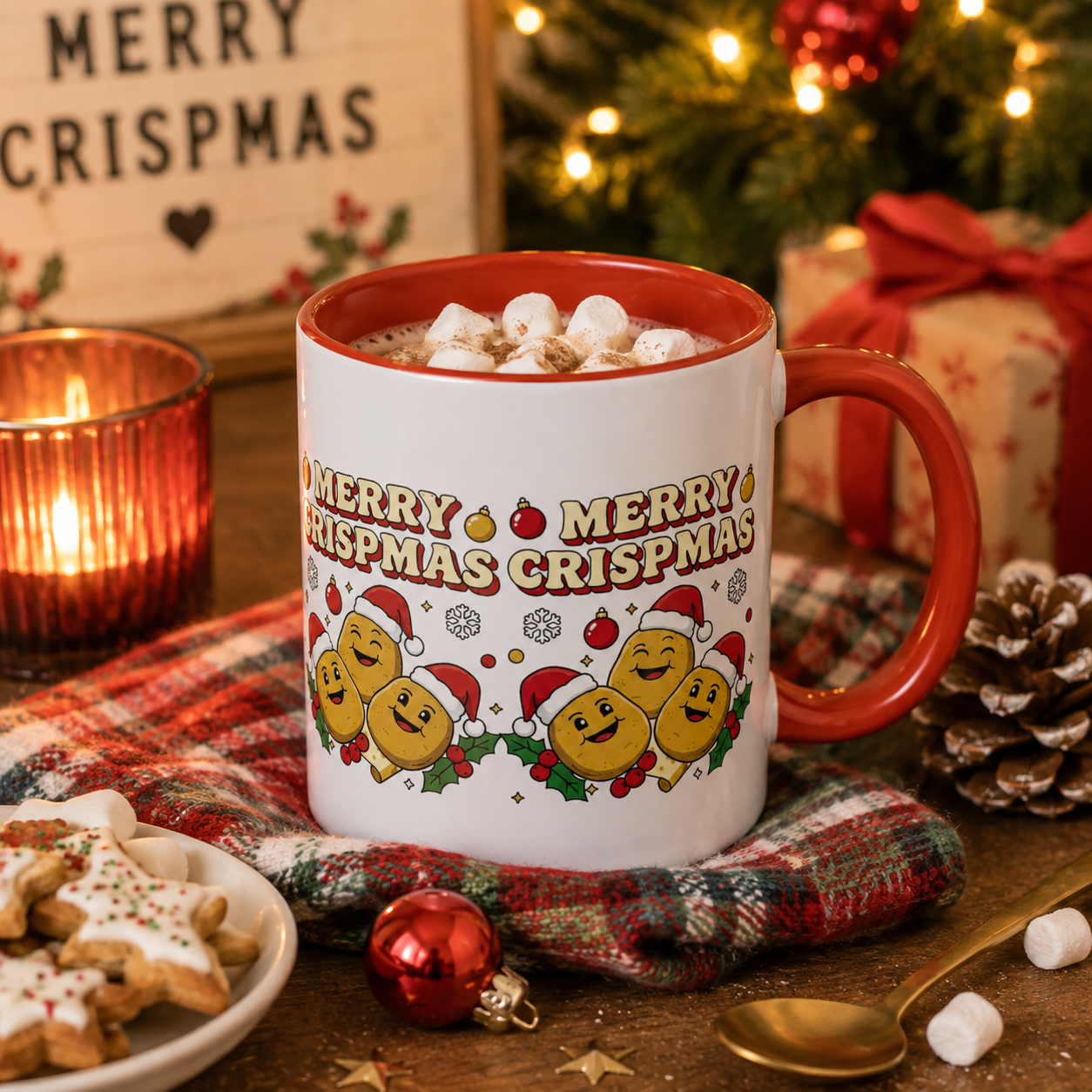 Merry Crispmas Christmas Accent Mug – Funny Festive Mug