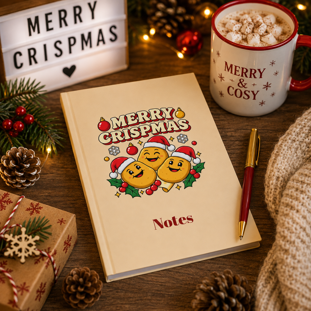 Merry Crispmas Christmas Notebook – Festive Notes Journal
