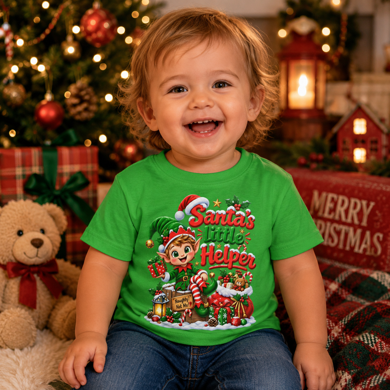 Santa’s Little Helper Infant Christmas T-Shirt – Elf Tee