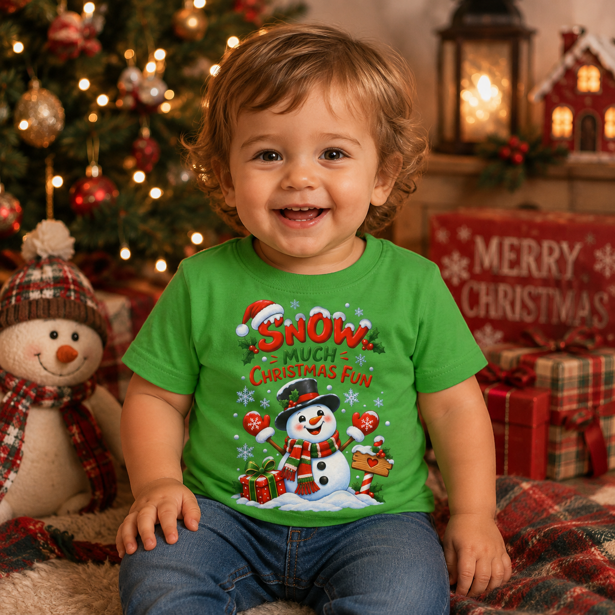 Snow Much Christmas Fun Infant Christmas T-Shirt – Snowman Tee