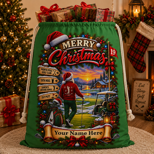 Personalised Golf Christmas Gift Sack – North Pole Golf Club