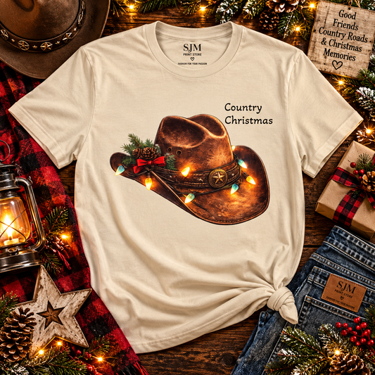 Country Christmas Cowboy Hat T-Shirt
