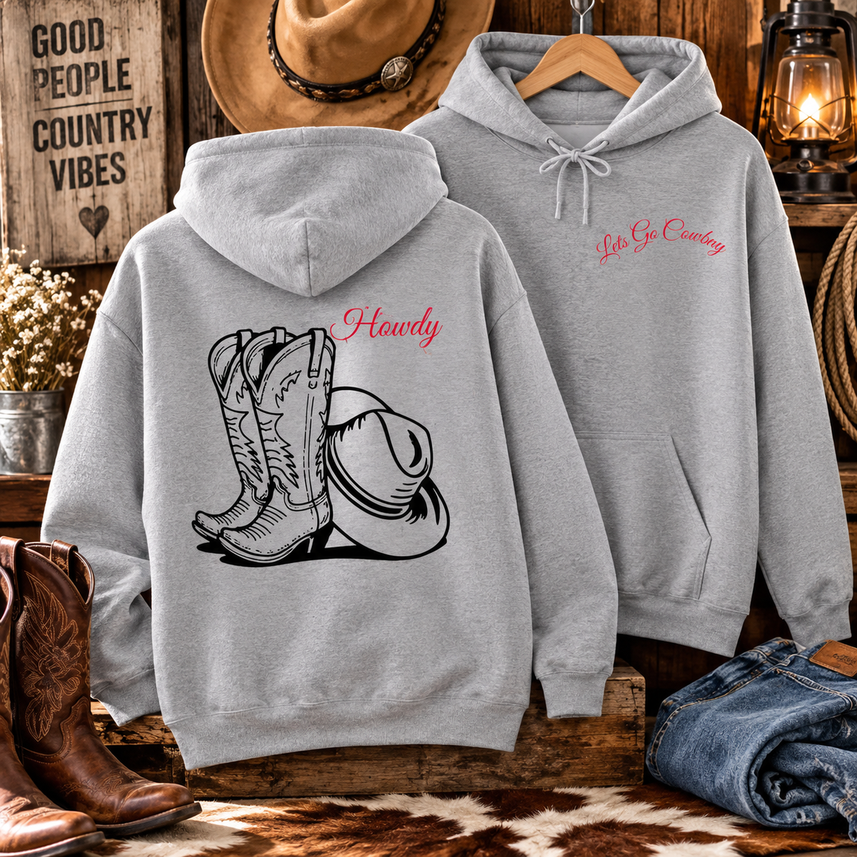 Cowboy Boots & Hat Hoodie – Let’s Go Cowboy Western Hoodie