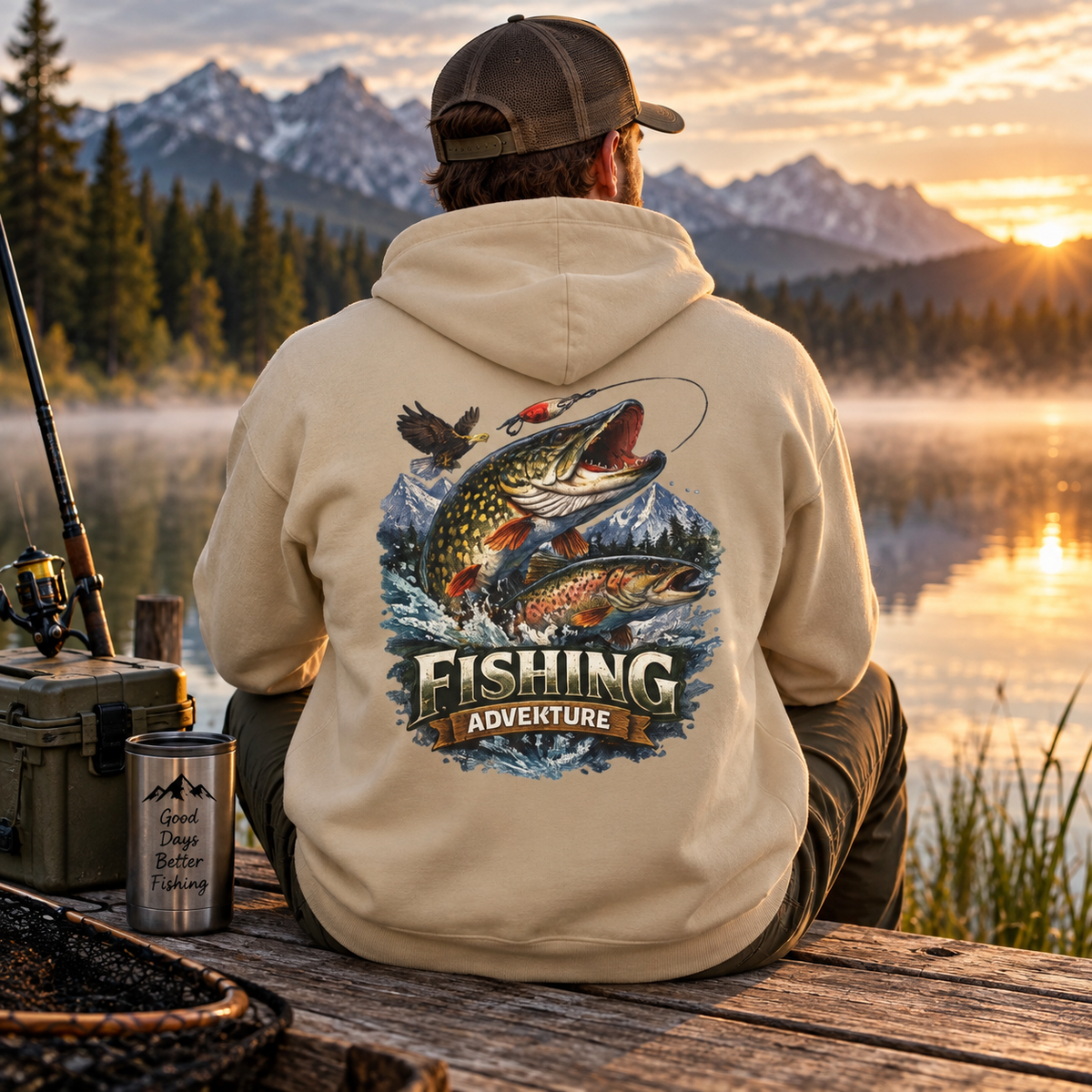 Fishing Adventure Back Print Hoodie – Angler Graphic Hoodie