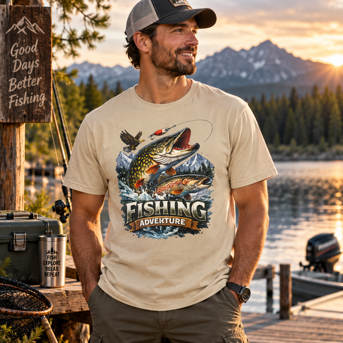Fishing Adventure T-Shirt – Angler Graphic Fishing Tee