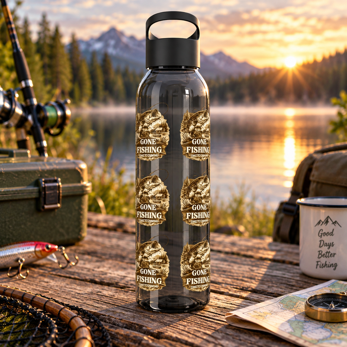 Gone Fishing Water Bottle – Time to Unwind Fishing Bottle