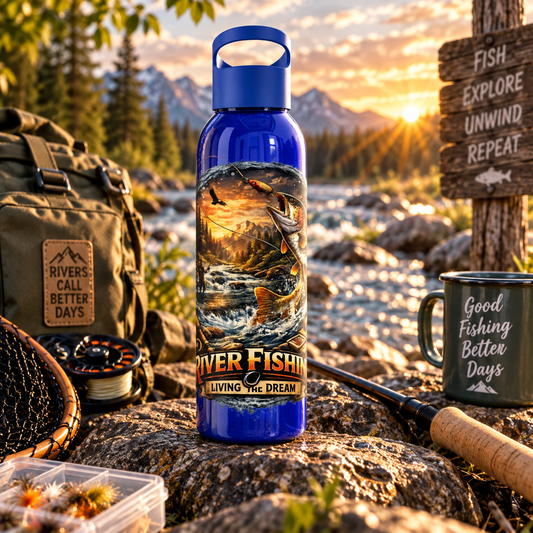 River Fishing Living the Dream Water Bottle – Angler Fishing Bottle