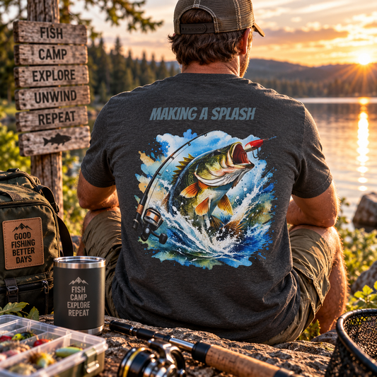 Making a Splash Back Print T-Shirt – Fishing Graphic Tee