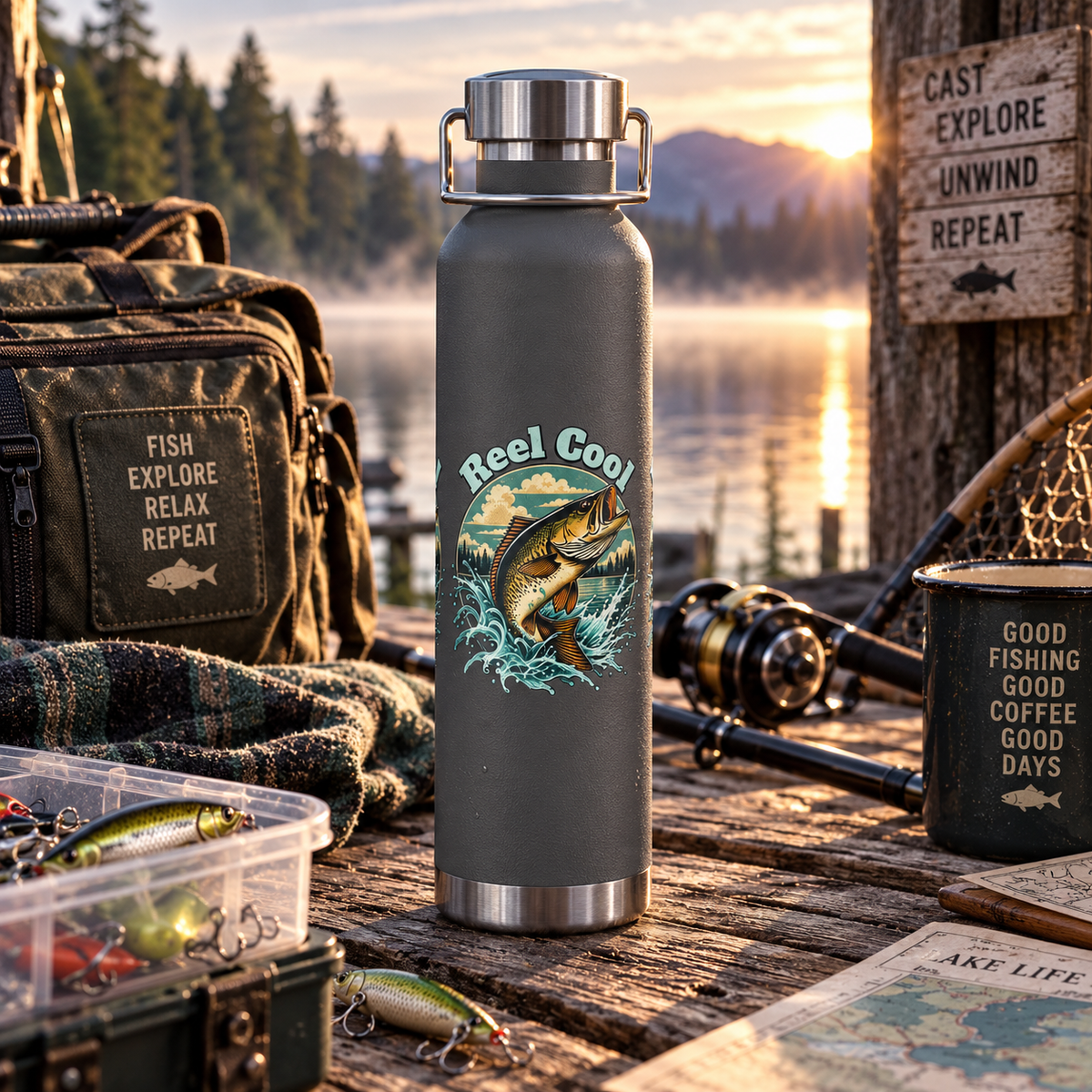 Reel Cool Insulated Flask – Retro Fishing Flask
