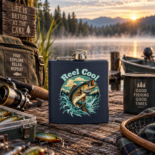 Flasque Reel Cool – Flasque de pêche rétro