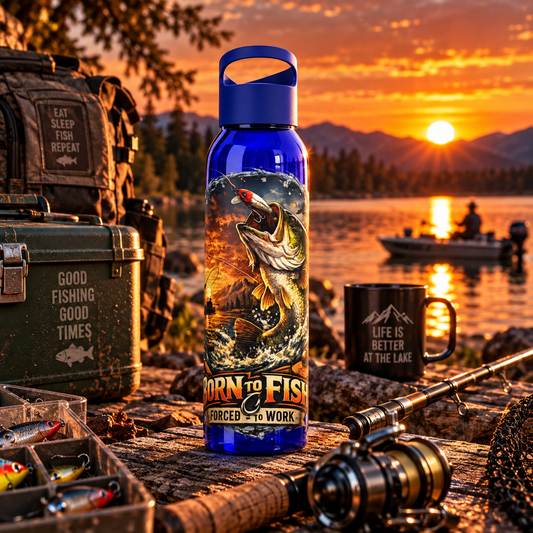 Born to Fish Forced to Work Water Bottle – Angler Fishing Bottle