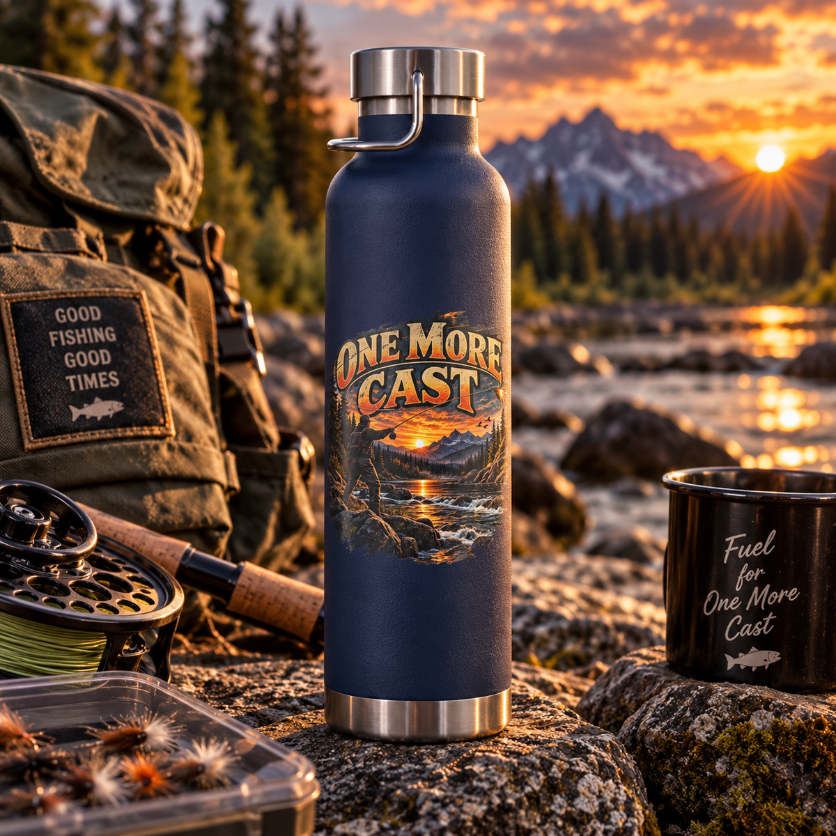 One More Cast Insulated Flask – Vintage Fishing Flask