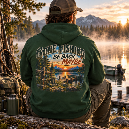 Gone Fishing, Be Back… Maybe Back Print Hoodie – Vintage Fishing Hoodie